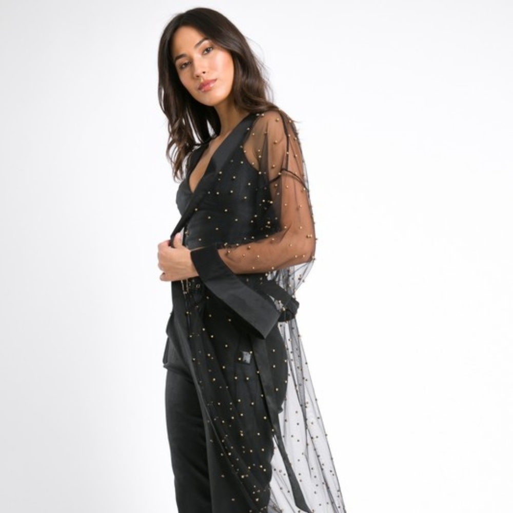 NWT- Women's Sheer Beaded Cardigan - Picture 2 of 8